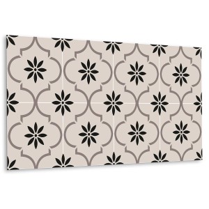 Wandpaneel mit arabischem Blumenmuster, beige und schwarz, 100x50 cm, Dekor-Paneel.