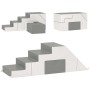 HOMCOM Kinder Softplay Set, grau, aus Kunstleder und Schaumstoff, bestehend aus Treppe, Brücke und Quadern.