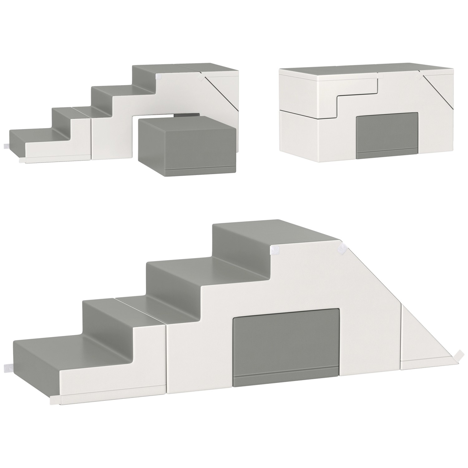HOMCOM Kinder-Softplay-Set  Kunstleder Schaumstoff Grau 147L x 49B x 47H cm
