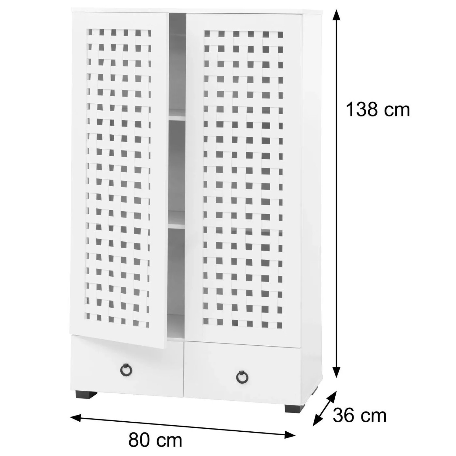 MCW Schrank N87 3D-Flecht-Design Soft-Close 138x80x36cm Weiß_4