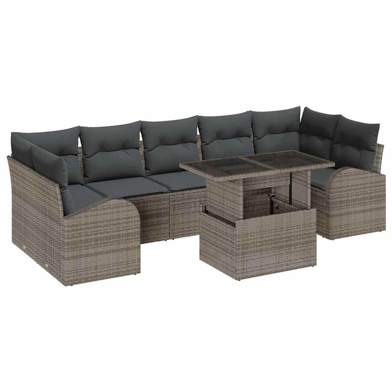 vidaXL 8-Teiliges Gartensofa-Set mit Kissen in Grau Poly Rattan 3348595 günstig online kaufen