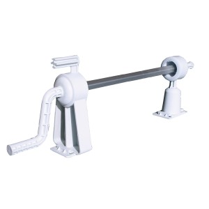 Gre Planenaufroller für Aufstellbecken bis 6m, weiße Kurbel und Halterung.