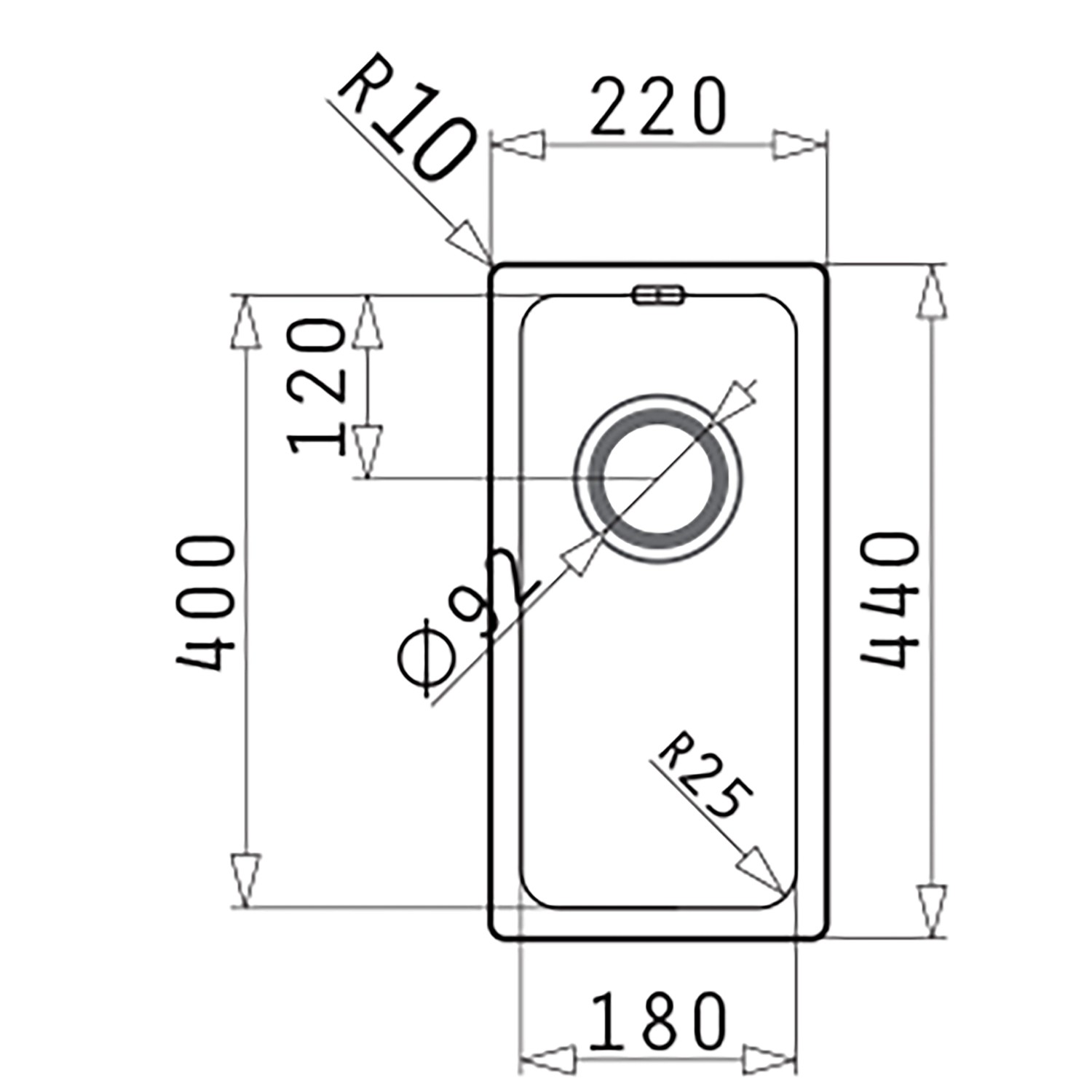 Pyramis Spülbecken Lydia 1B Flacheinbau Edelstahl 18 cm x 40 cm_2