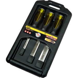Stanley FatMax Stechbeitel Set, 3-teilig (18-25mm) im schwarzen Kunststoffkoffer.