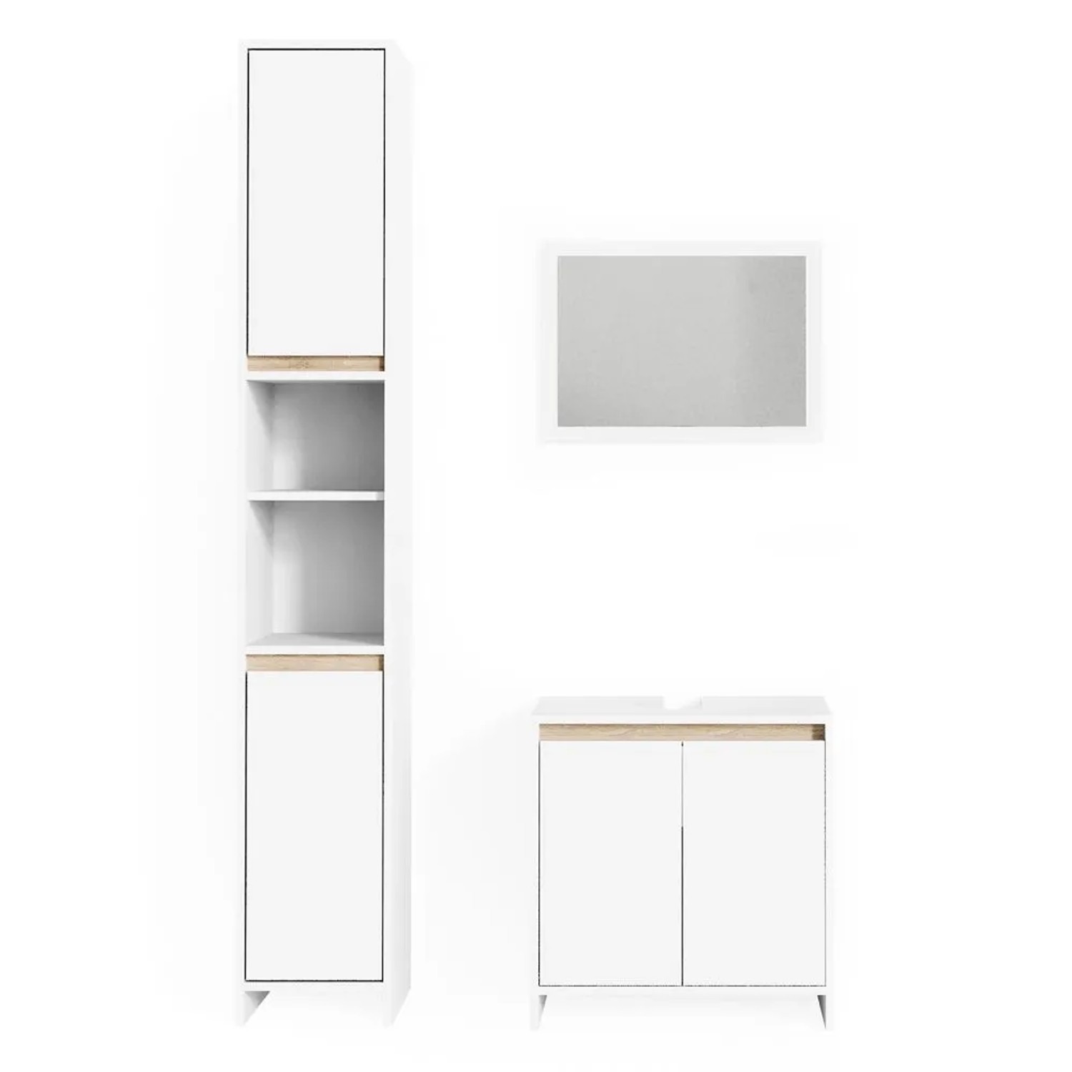 Vicco Badmöbel-Set Emma Weiß/Sonoma 60 x 60 3-teilig