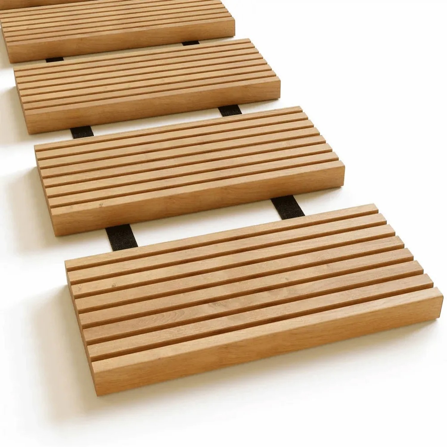 DELUKE Rollweg Garten Holz THEO 35cm Breit Lärchenholz 2,5m Länge Gartenweg aus Holzplatten Zum Ausrollen 12 Flexible Ho...