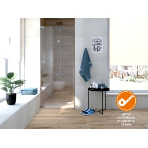 Beispiel Badezimmer mit Dusch-Nischentür Brava Chrom, Sondermaßanfertigung.