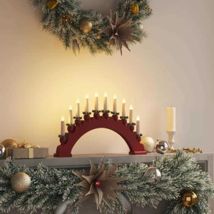 vidaXL Weihnachtskerzenbogen mit 10 LED Kerzen Rot 47 x 5 x 29 cm 42019711
