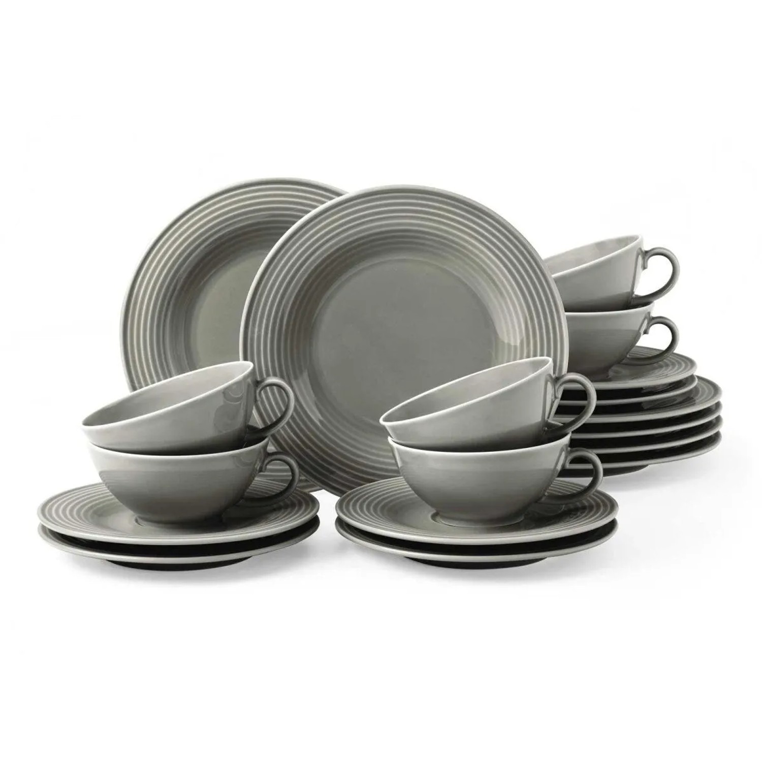Seltmann Weiden Beat Color Glaze Teeservice 18-teilig Perlgrau