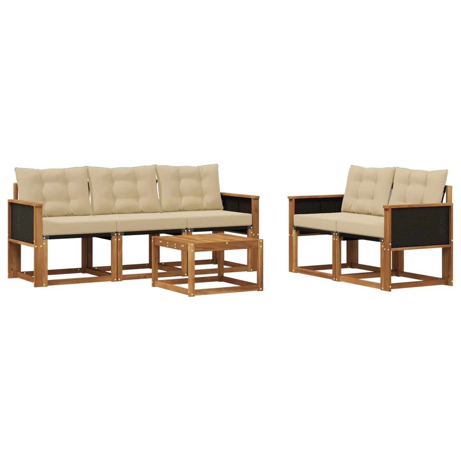vidaXL Outdoor-Sofagarnitur mit Kissen 6 Stk Natur und Beige 3381769