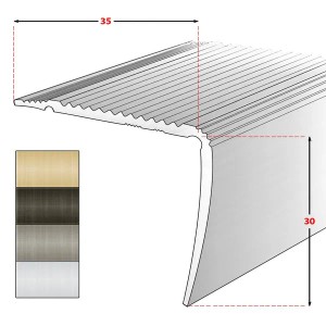 Selbstklebendes Treppenkantenprofil Integral Form L, Silber, 30x35x900 mm.
