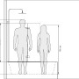 Skizze: Schulte ExpressPlus Badewannenaufsatz 140x112cm, Alu Natur, mit Maßangaben und Silhouetten.