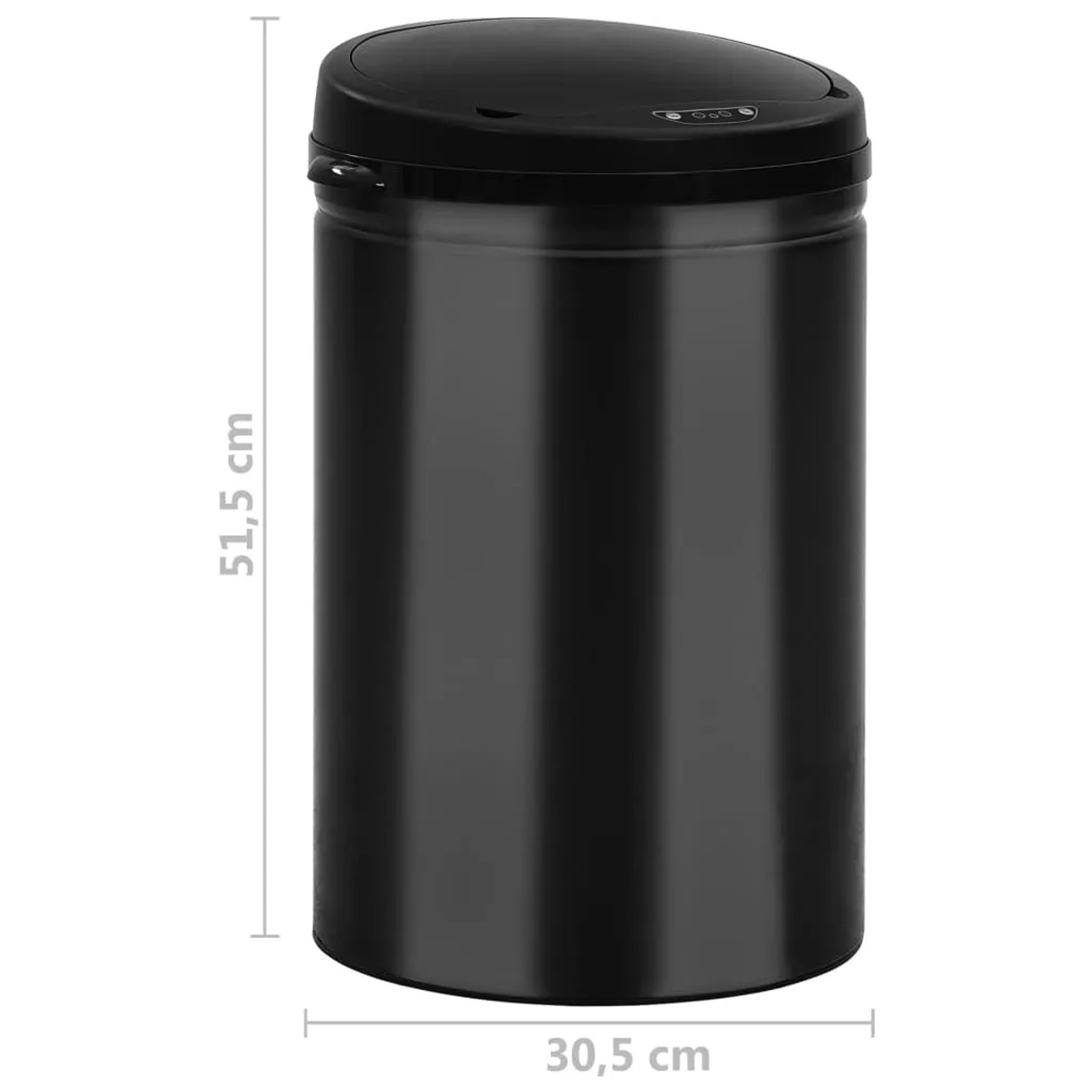 Schwarzer, automatischer 30L Sensor-Mülleimer aus Kohlenstoffstahl von vidaXL.