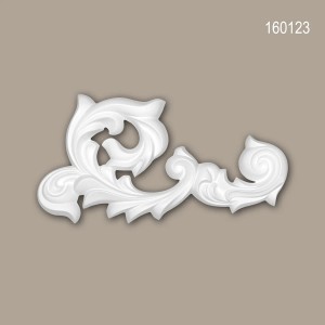 Weißes Zierelement aus Polyurethan, 29,8x15,8x3 cm, für Paneele im Rokoko/Barock Stil.