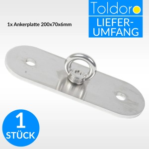 Toldoro Wandhalterung aus Edelstahl für Sonnensegel, Hängematte und Hängesessel.