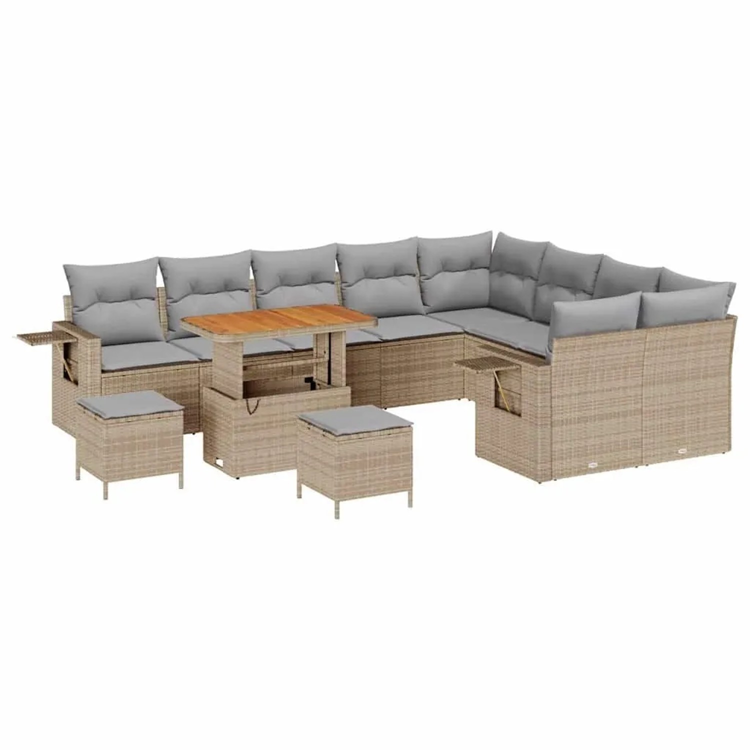 vidaXL Gartensofa-set mit Kissen 12-Tlg Beige und Hellgrau Poly-Rattan 3363 günstig online kaufen