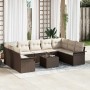 Graues 10-tlg. vidaXL Garten-Sofa-Set aus Poly Rattan mit Auflagen und Tisch.