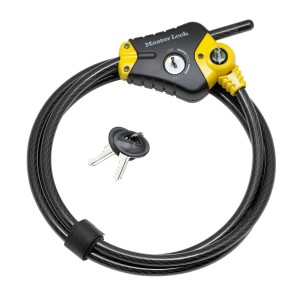 Master Lock Kabelschloss Python, 4,5m, schwarz-gelb. Fahrradschloss mit Schlüssel.