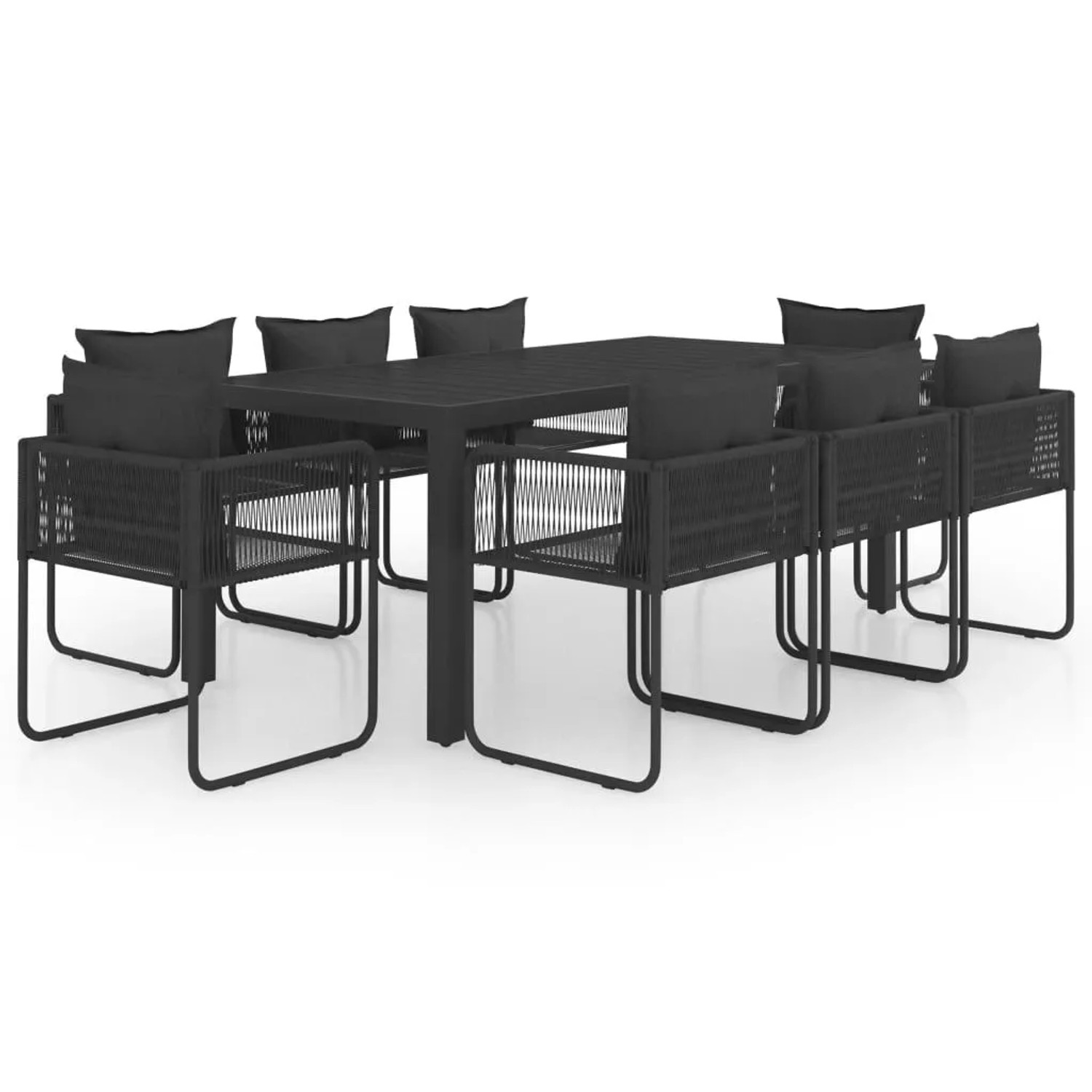 Furnicato 9-tlg Garten-essgruppe Pvc Rattan Schwarz