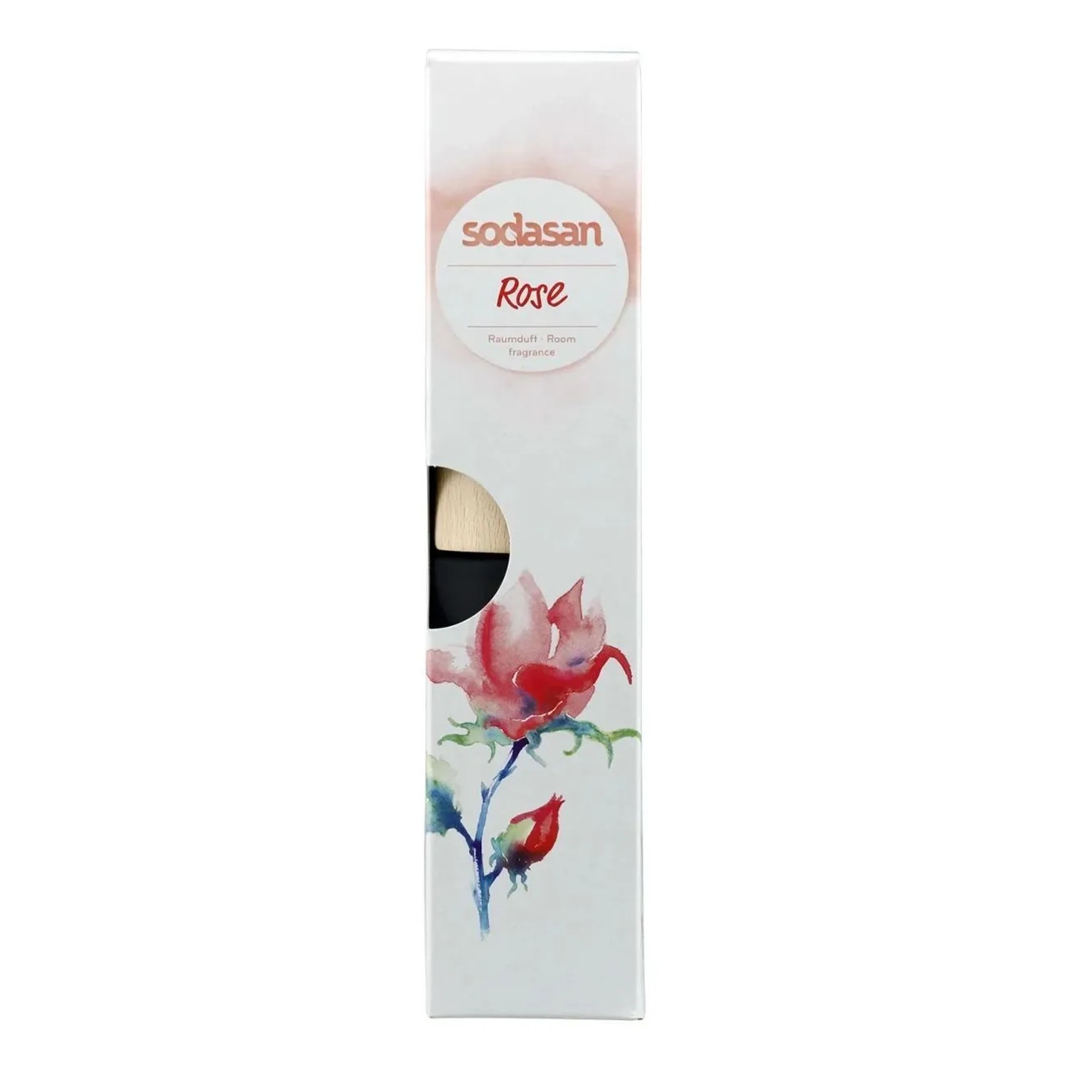 Sodasan Raumduft Rose 200 ml Glasflacon mit Buchenholz-Sticks