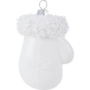 Weißer Baumschmuck Fäustling mit Schneeflocke, 4er-Set, für festliche Deko.