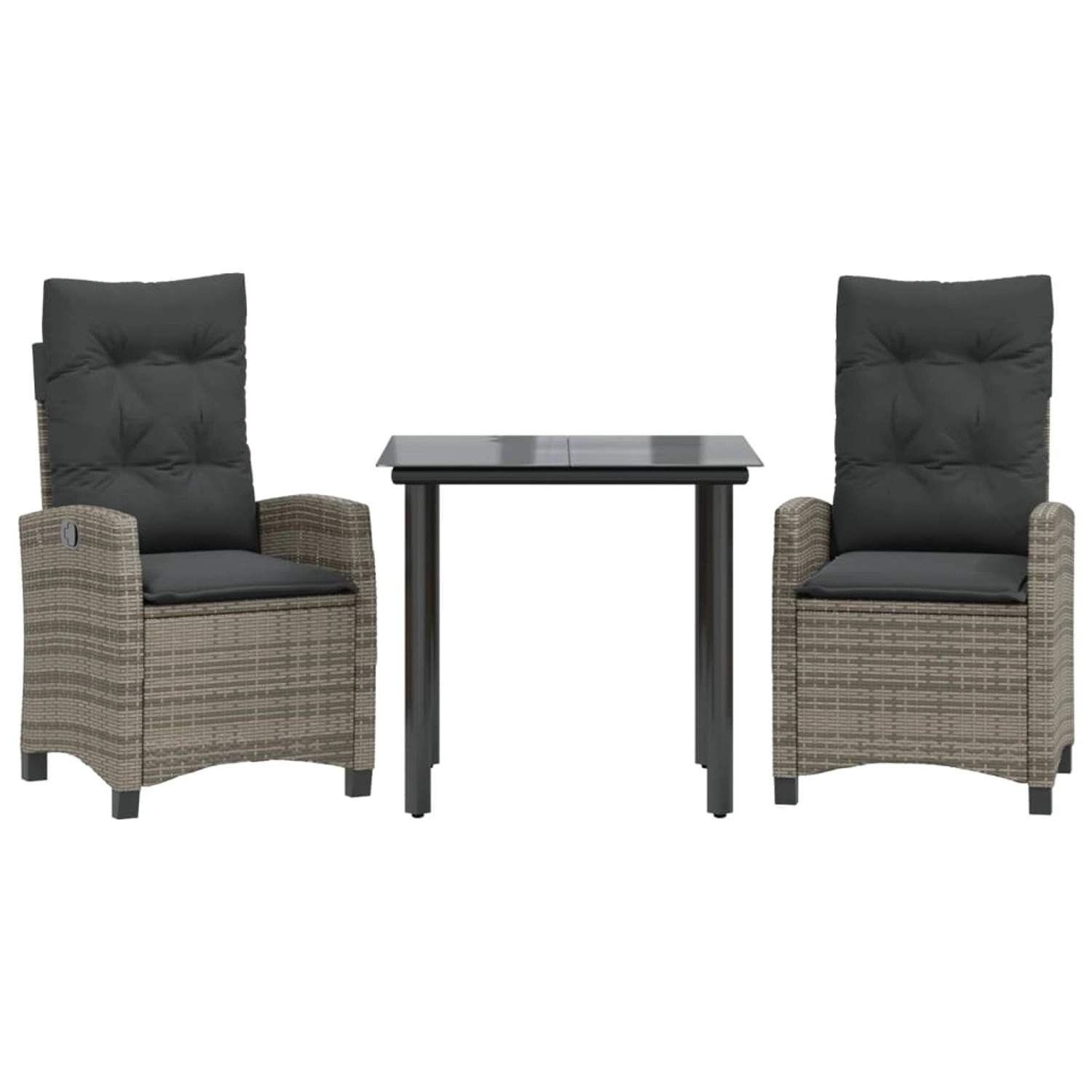 vidaXL 3-Tlg Garten-Essgruppe mit Kissen Grau Poly Rattan 3212792 günstig online kaufen