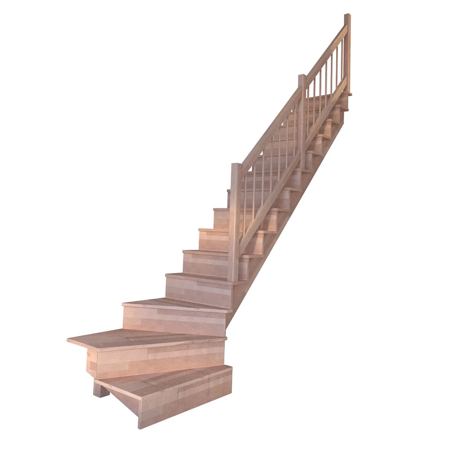 Treppe Lindos Buche Gewendelt Rechts Setzstufen 80 cm Holz-Design-Geländer günstig online kaufen