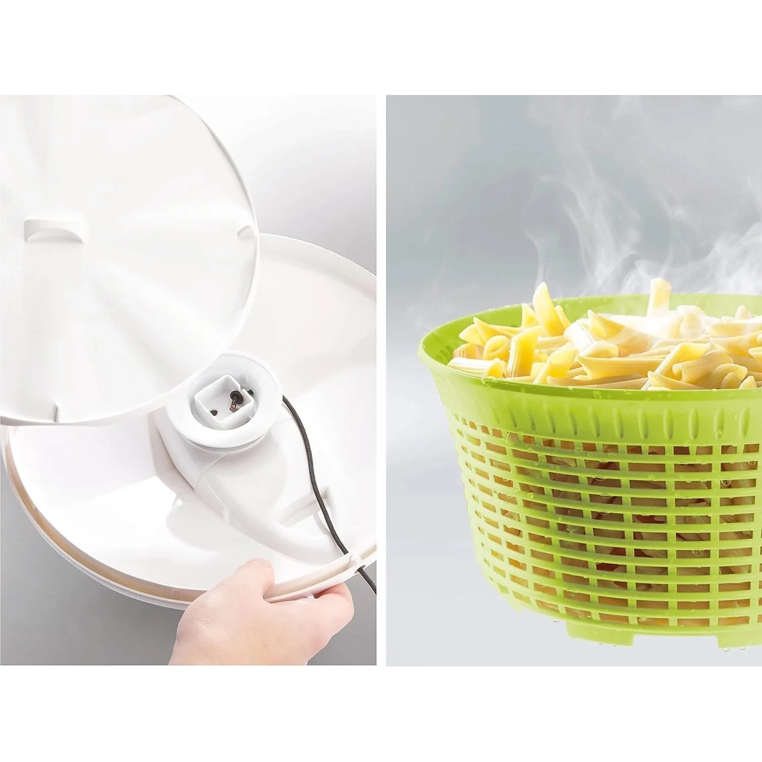Leifheit Salatschleuder ComfortLine, 5,5L, mit grünem Sieb und weißem Deckel.