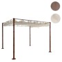 BERLINLODGE Pergola, 300x300cm, mit taupe-braunem Dach und Gestell in Bambus-Optik.