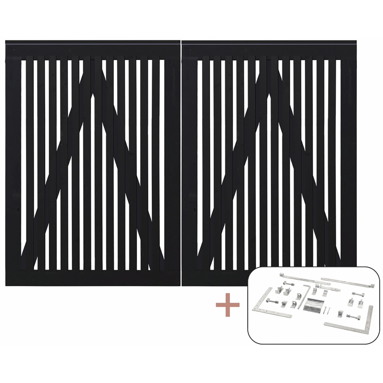 Doppeltor Sendai Nadelholz Schwarz 200 cm x 140 cm günstig online kaufen