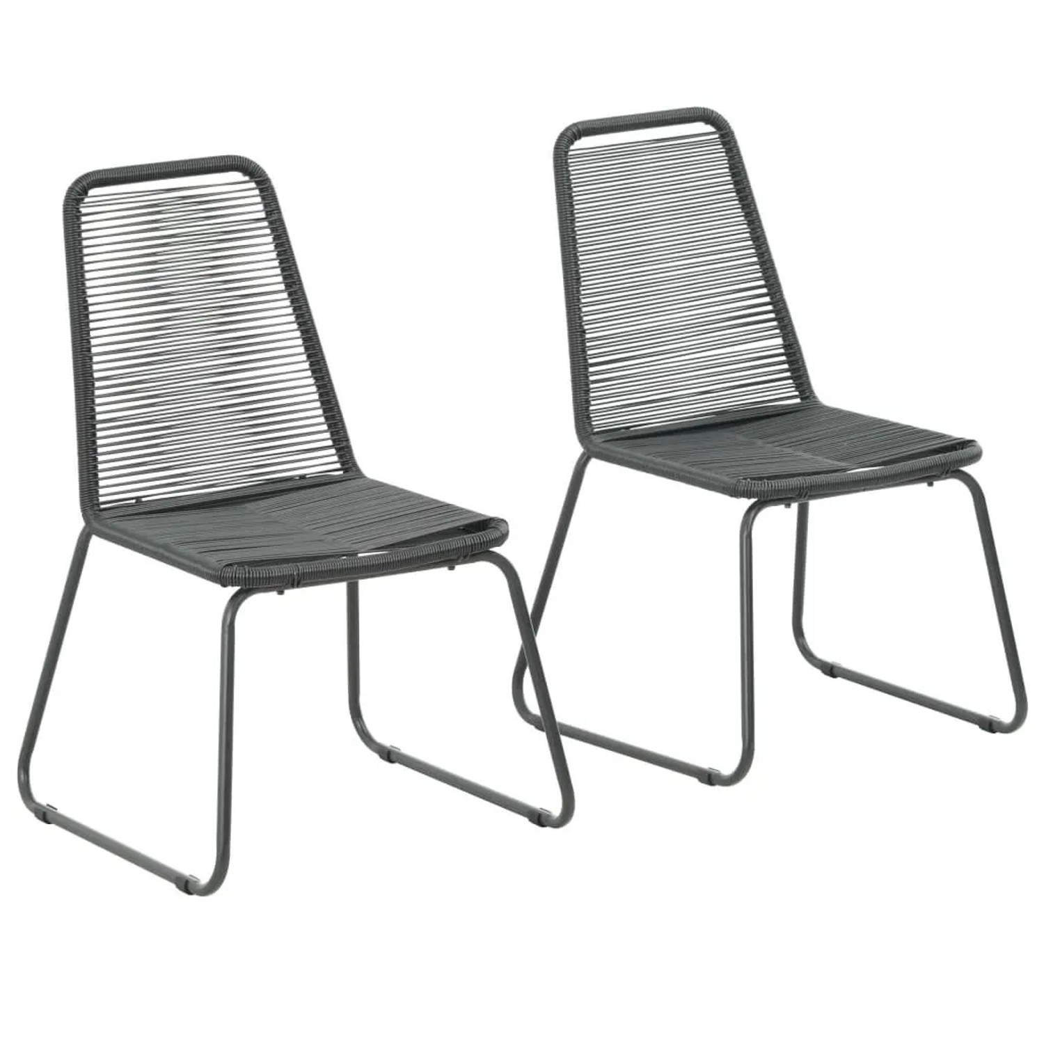 Furnicato Gartenstühle 2 Stk Poly Rattan Schwarz