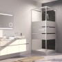 Aurlane Komplettdusche Study 90x90x225 cm im modernen Badezimmer mit Waschtisch und Spiegel.