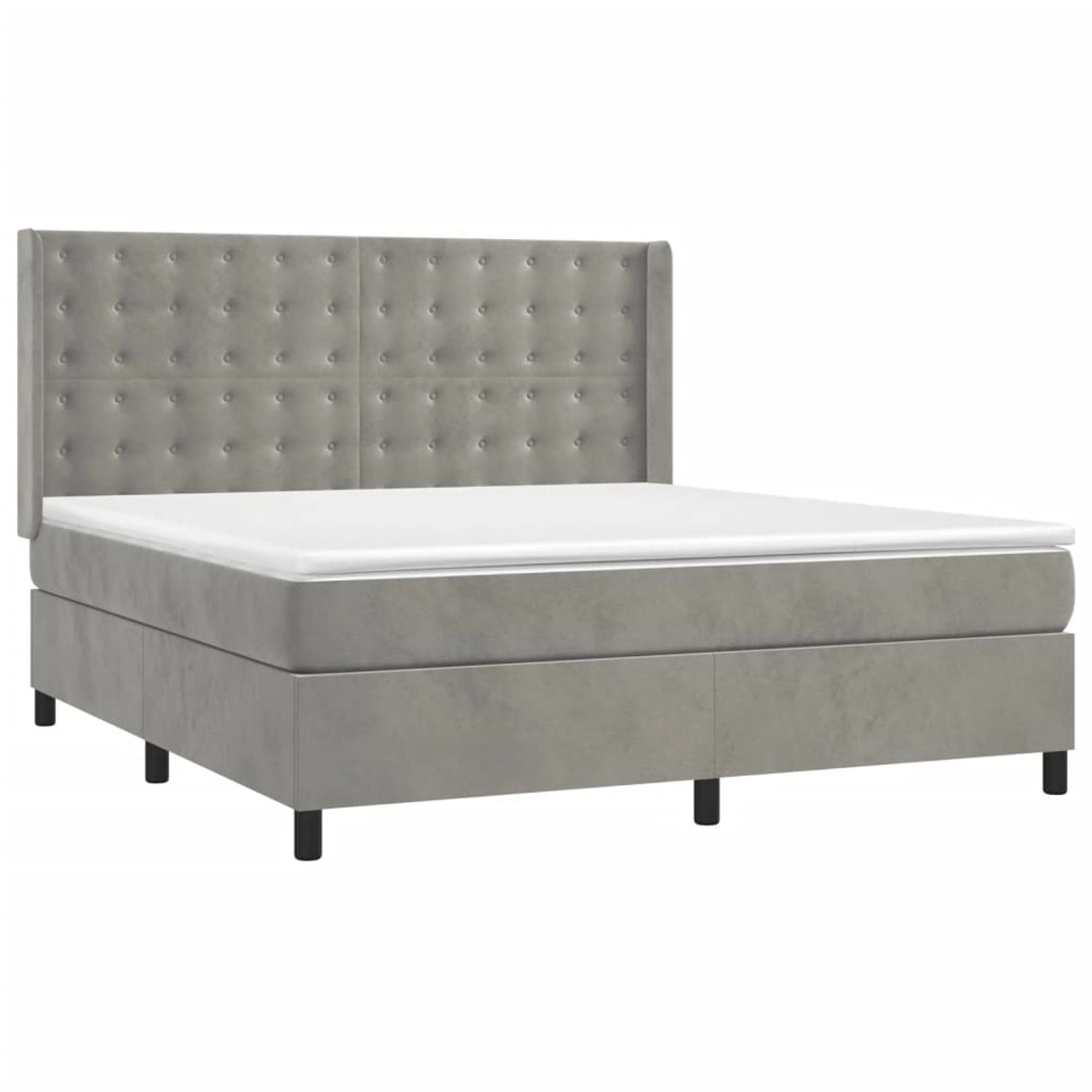 vidaXL Boxspringbett mit Matratze & LED Hellgrau 180x200 cm Samt 3139817 günstig online kaufen
