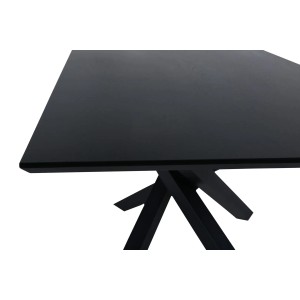 Schwarzer ebuy24 Piazza Esstisch (90x180cm) mit modernem Untergestell.