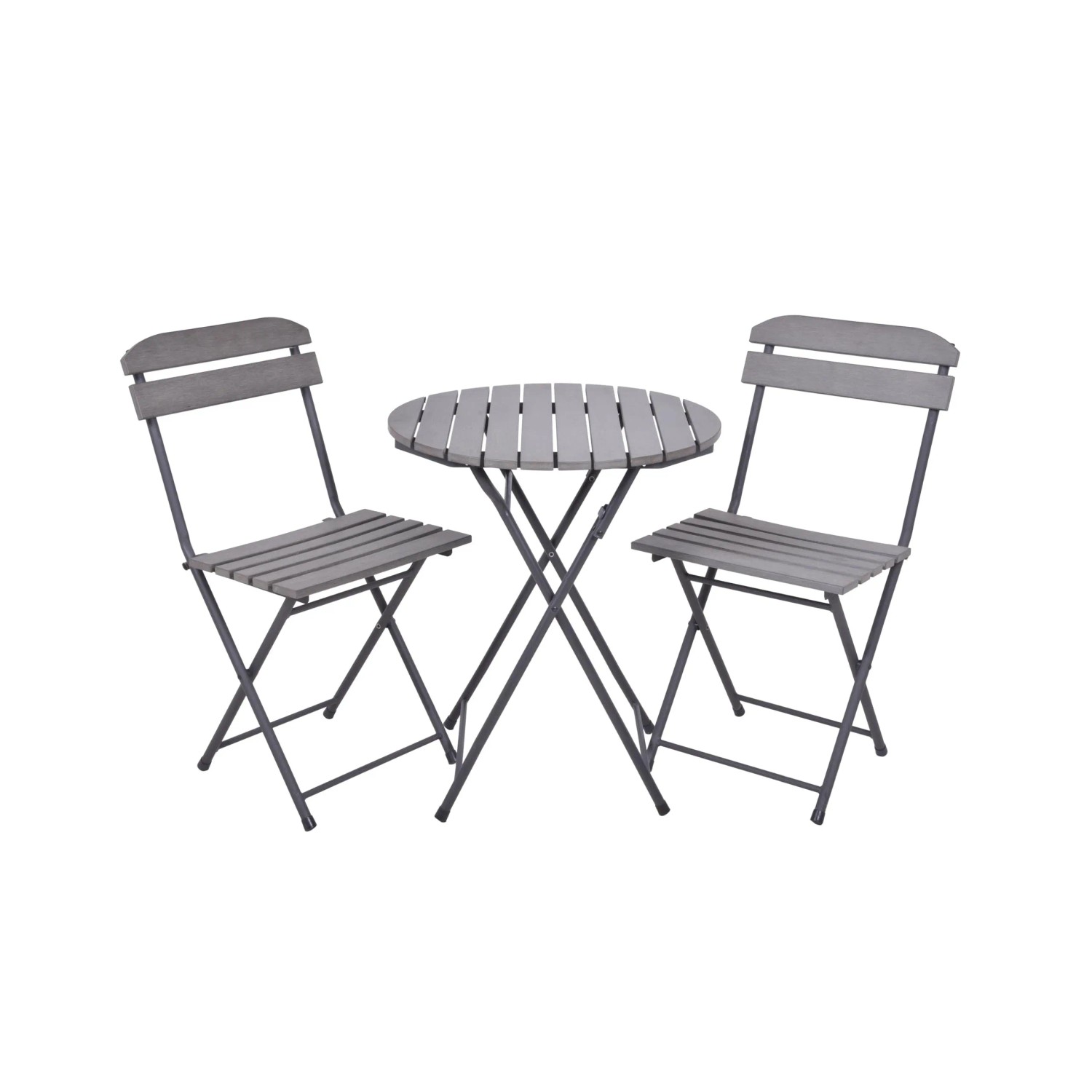 DELUKE Balkonmöbel-Set ULF 3-tlg. Kunststoff Grau Balkon-Set Gartenmöbel-Set Sitzgruppe Balkonstuhl Balkontisch