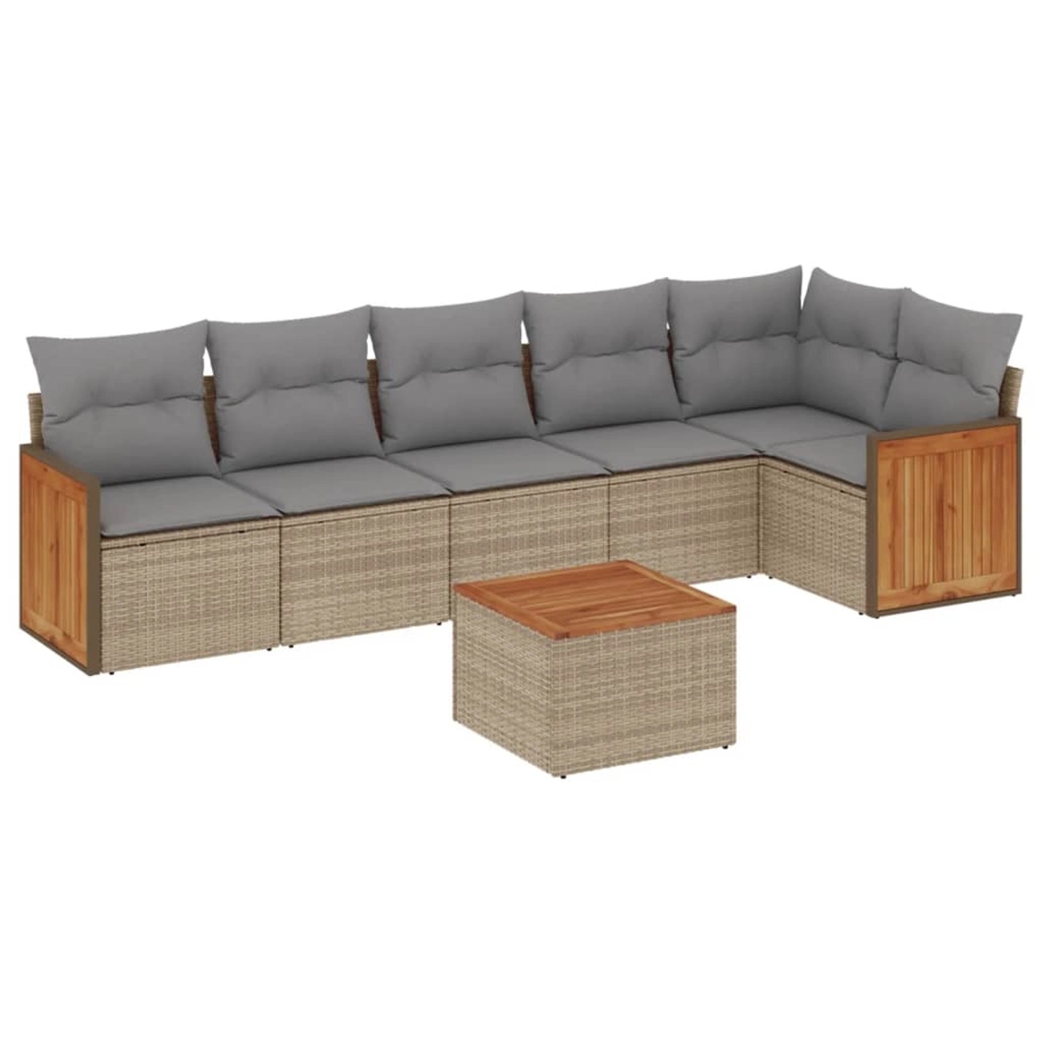 vidaXL 7-Tlg Garten-Sofagarnitur mit Kissen Beige Poly Rattan 3260078 günstig online kaufen