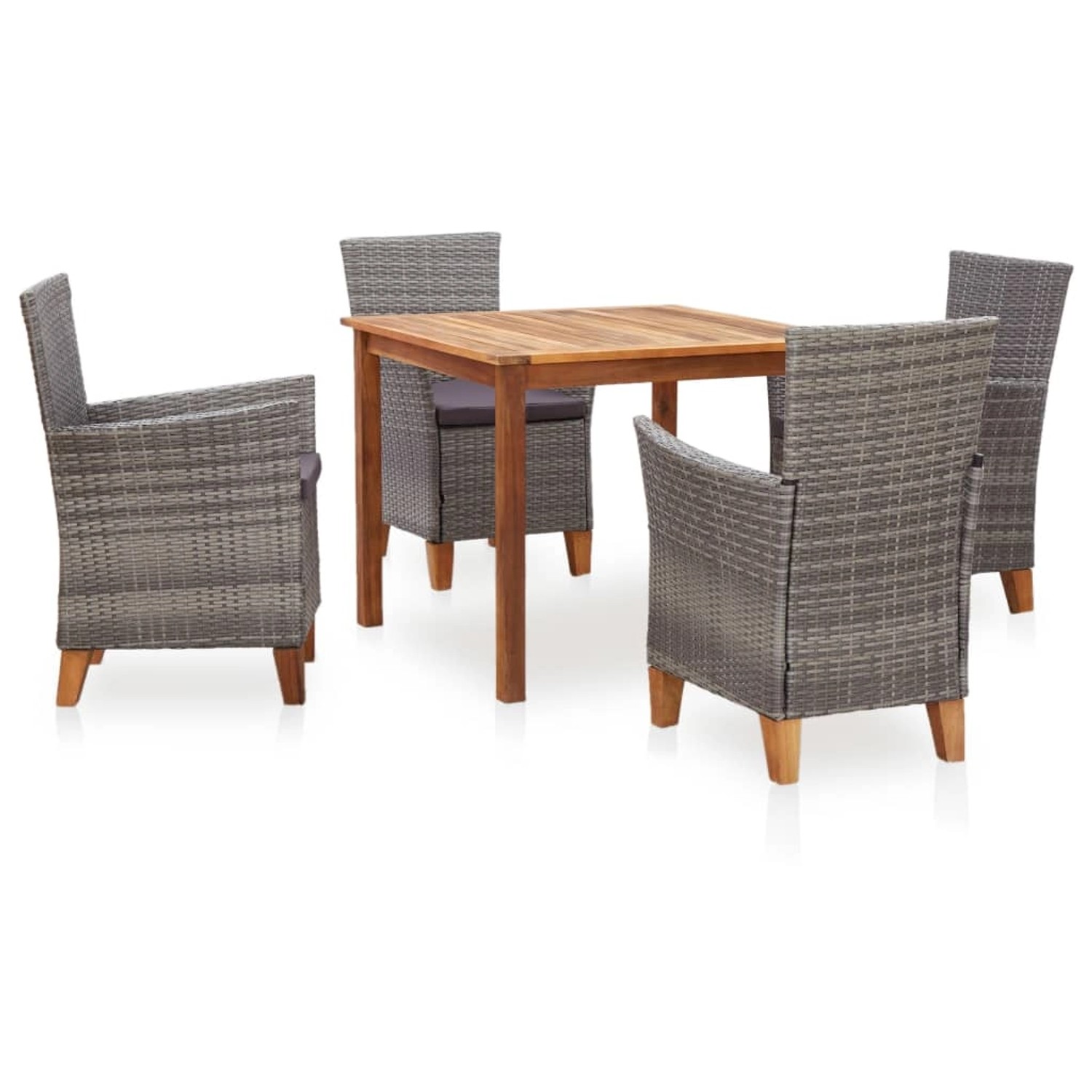 Thumbnail - vidaXL 5-Tlg Garten-Essgruppe Poly Rattan und Massivholz Akazie Grau 46000