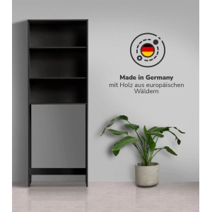 mokebo Waschmaschinenschrank 'Der Saubermann' in Anthrazit mit offenen Fächern und Stauraum.