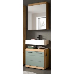 Inn.Furn Badmöbel Set 60 cm in Grün und Eiche 2-teilig Shawn