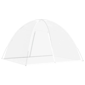 Weißes, mongolisches Moskitonetz-Zelt aus Polyester mit Fiberglasstangen für Camping und Insektenschutz.