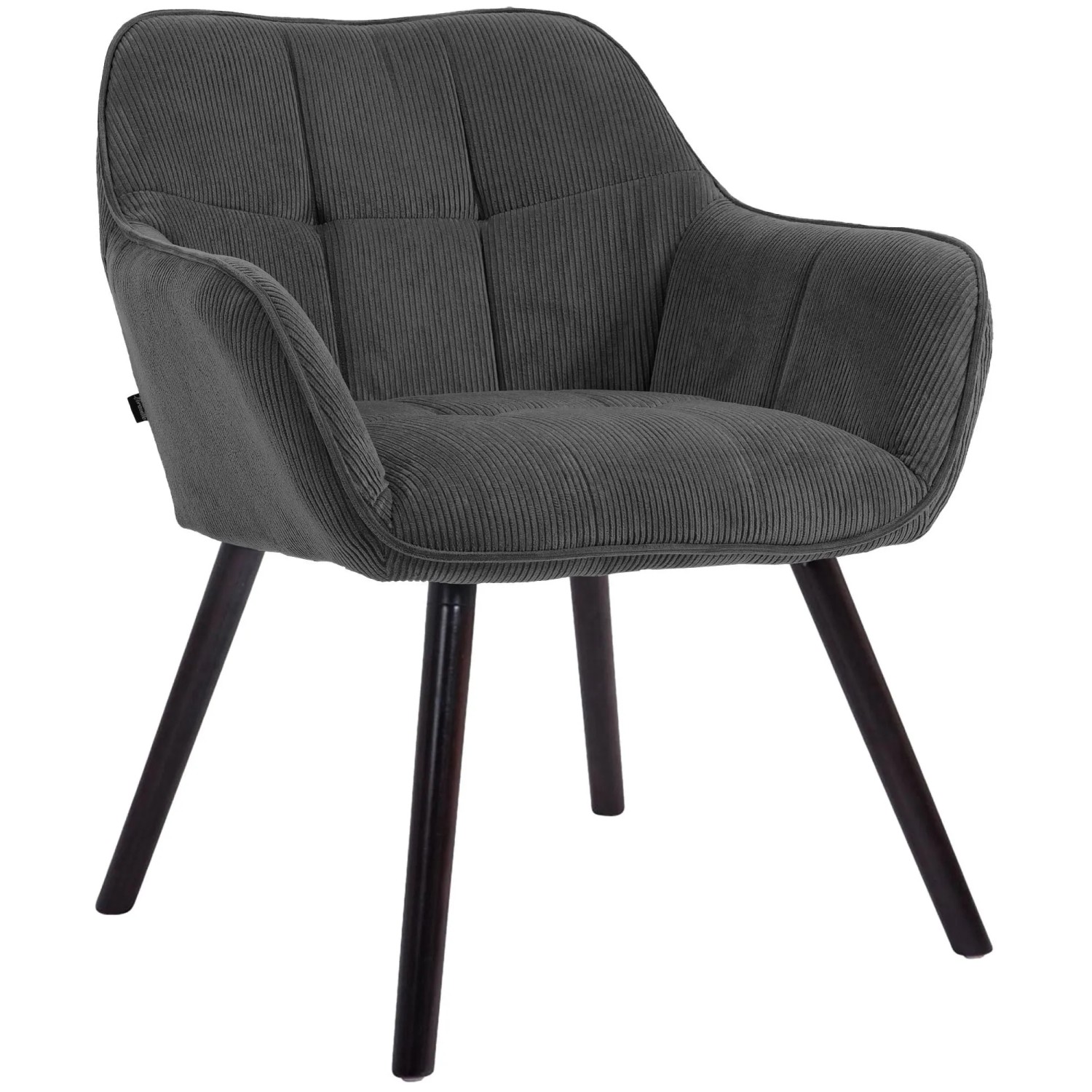 DELUKE Esszimmerstuhl DUNOR Cord Dunkelgrau 65x64x82cm Schwarz Essstühle Esszimmerstühle Küchenstühle Wohnzimmerstühle