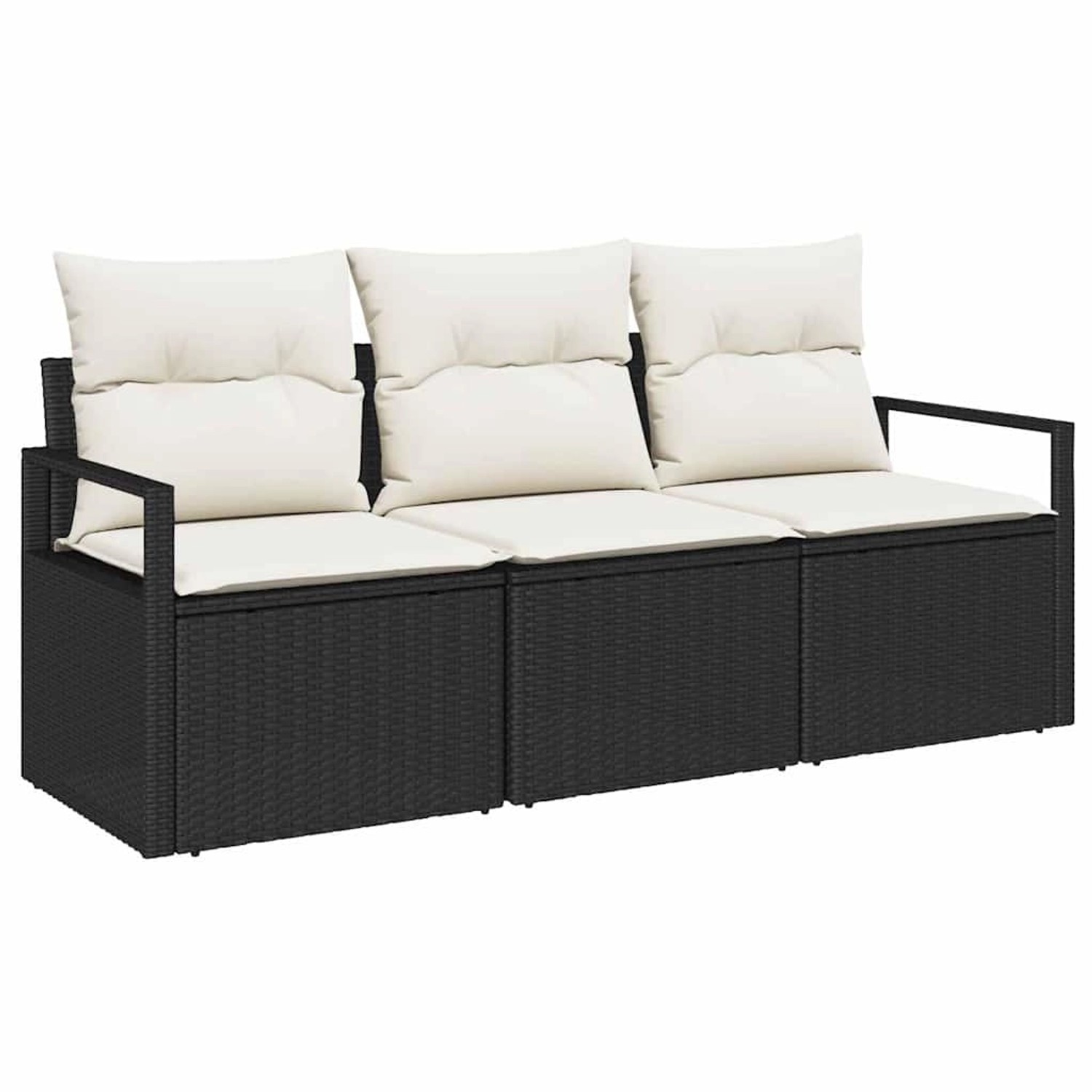 vidaXL Garten-Sofa-Set 3-Tlg Schwarz Poly Rattan 3346237 günstig online kaufen