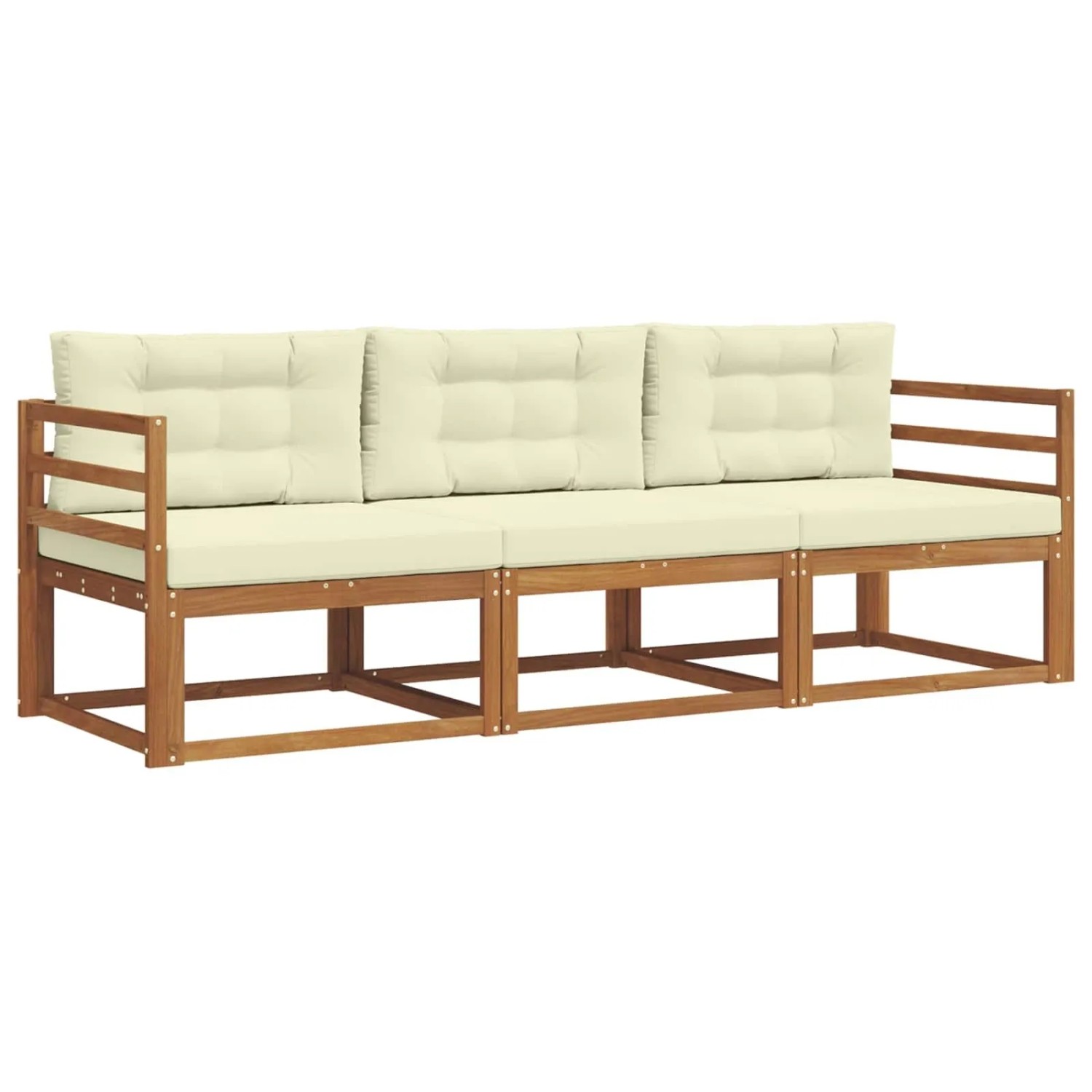 vidaXL Outdoor-Sofagarnitur mit Kissen 3-Tlg Natur und Creme 3367108
