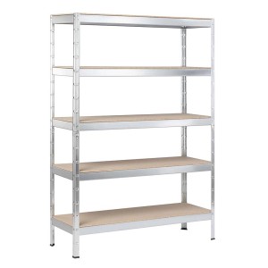 Schulte Schwerlastregal, verzinkt, mit 5 Holzböden, 180x130x45 cm. Ideal für schwere Lasten.