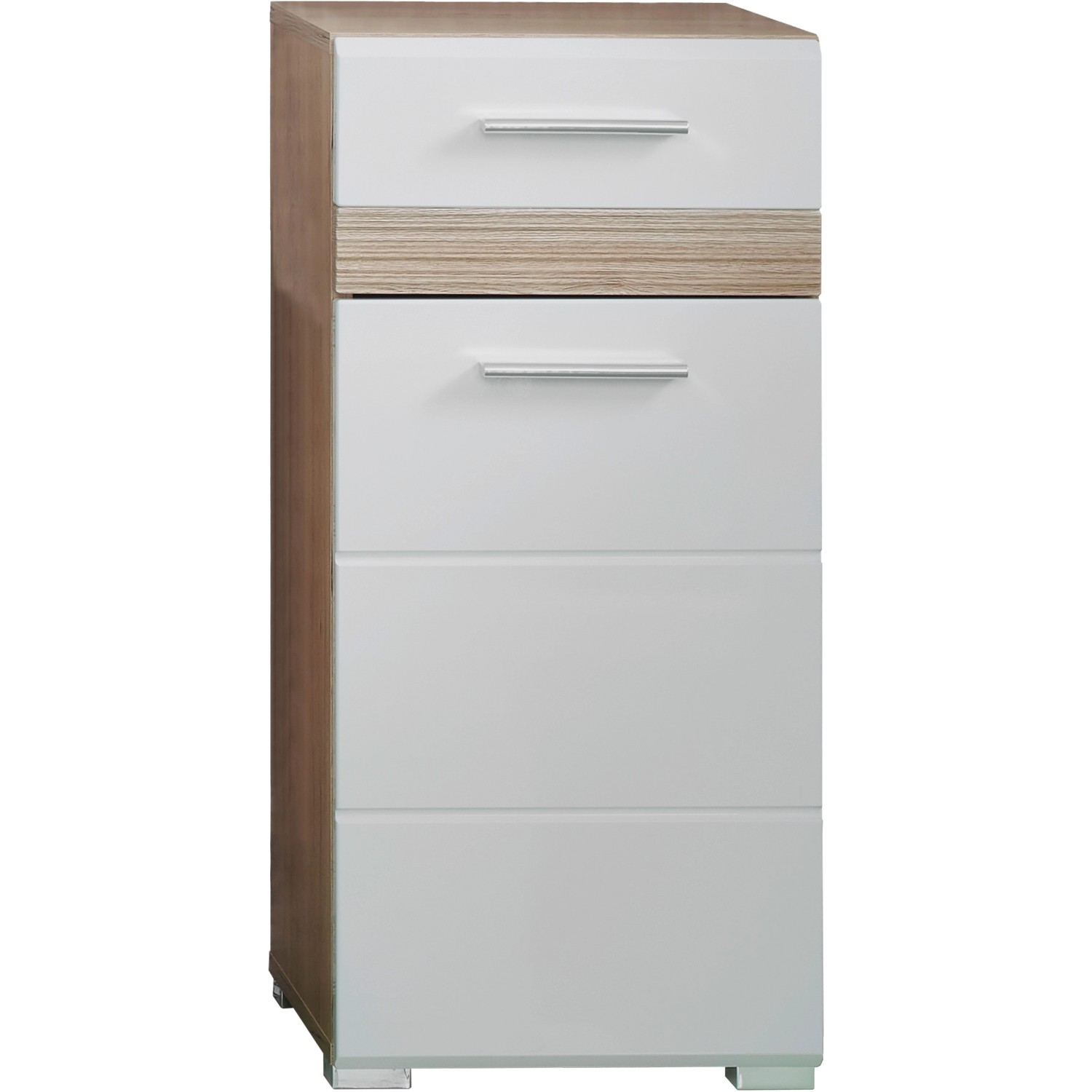 Trendteam Kommode Set-One 80 cm x 31 cm x 37 cm Weiß Silbere Griffe FSC®