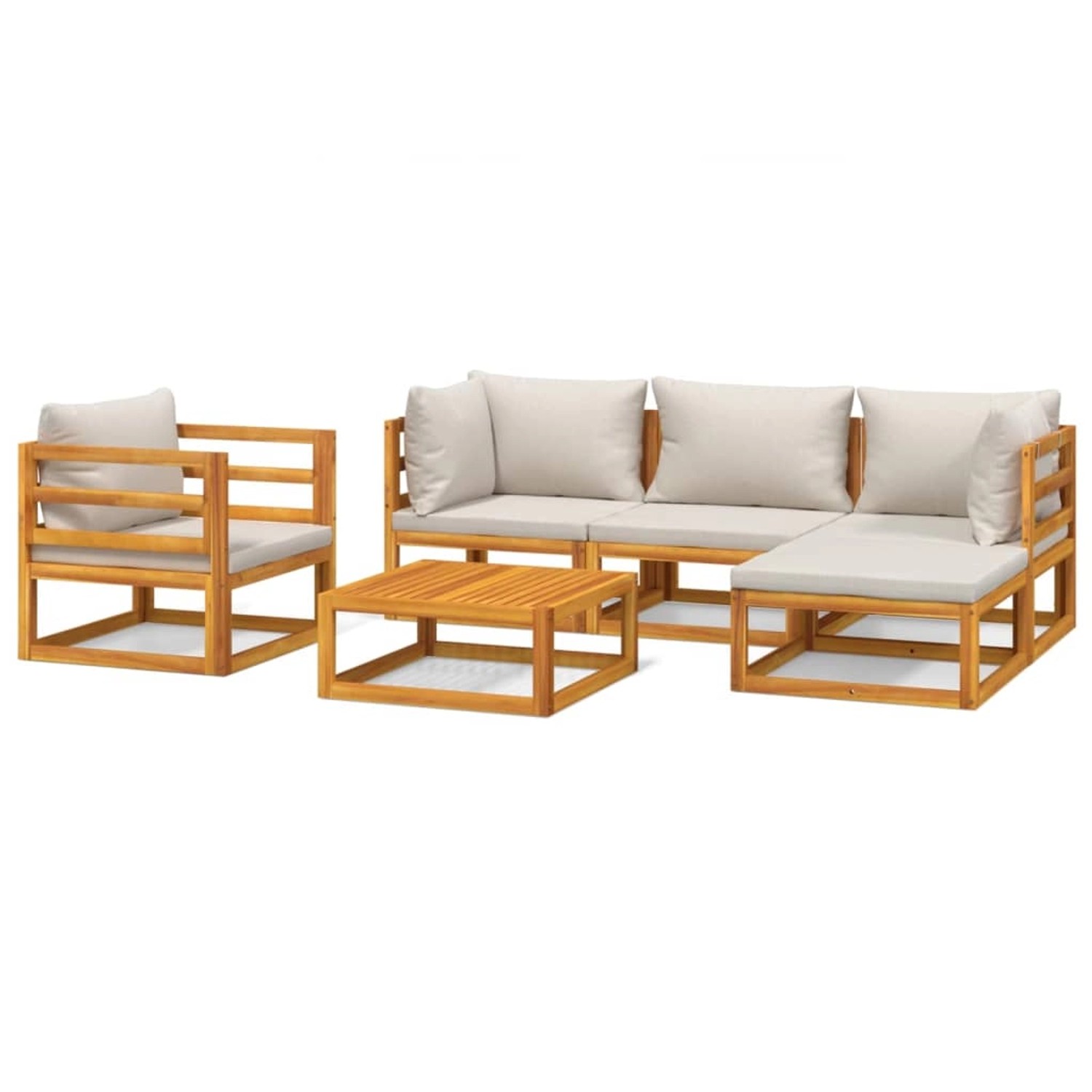 vidaXL 6-tlg Garten-Lounge-Set mit Hellgrauen Kissen Massivholz Modell 1