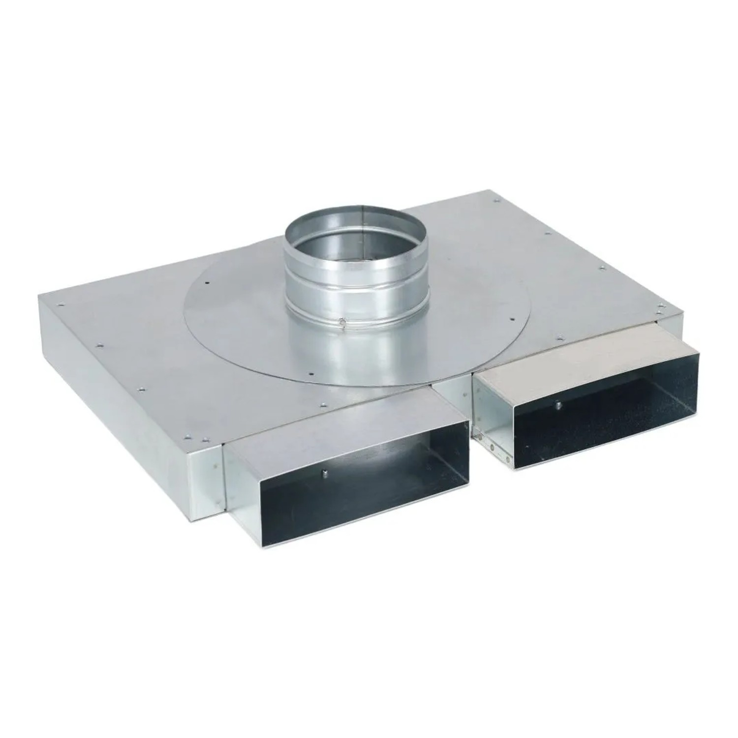 Subtiel Flachkanal Verteiler 150 x 50 mm Zwei Eingänge Ein Ausgang Ø 100 mm