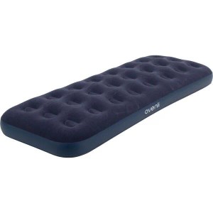 Aufblasbares, blaues Avenli Luftbett mit Kissen und Pumpe für Camping & Freizeit.