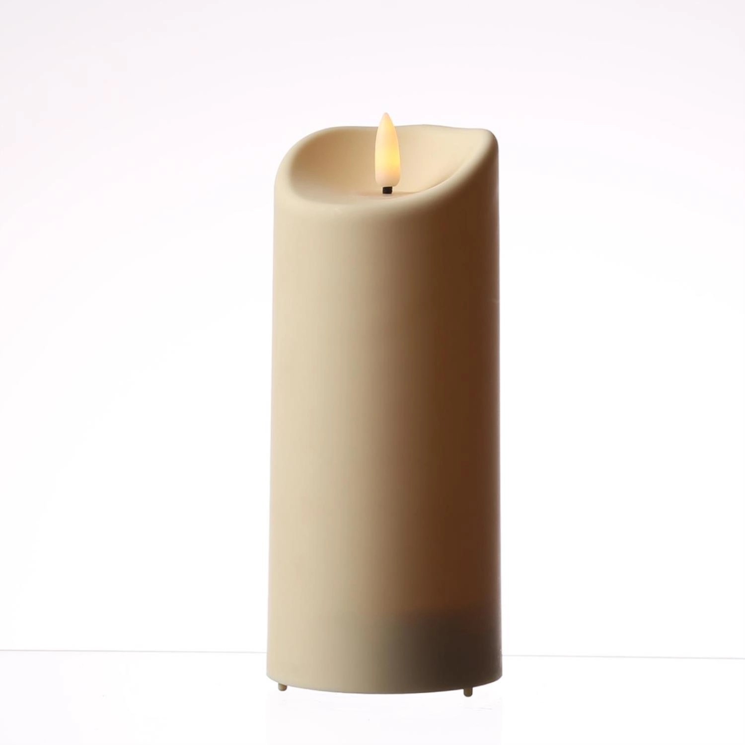 Marelida LED Kerze Für Außen Garten Balkon Flackernd Timer H 17,5cm D 7,5cm Creme