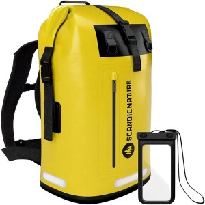 SCANDIC NATURE Rucksack Pioneer 55L Gelb Wasserdicht Roll Top Backpack Outdoor Wanderrucksack Trekkingrucksack Reiserucksack
